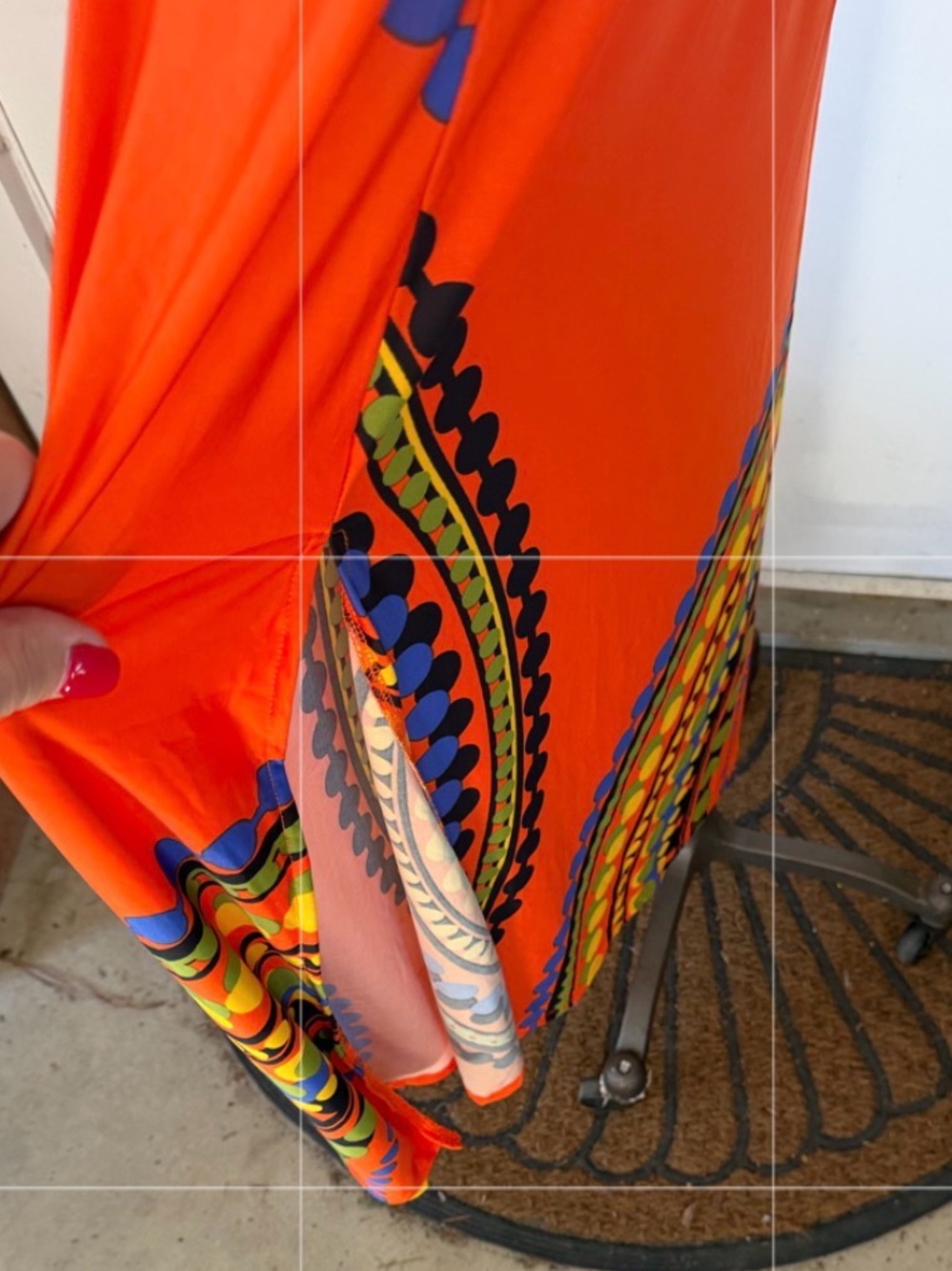 VENUS Orange Halter Maxi Dress with Multicolor Circular Print Womens M - Picture 3 of 6